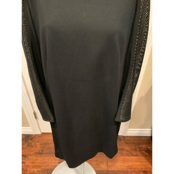 Akris Punto Black Long Mesh Sleeve Shift  Dress Size 12 - Picture 3 of 7